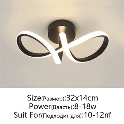 Modern black and white decorbites led ceiling lamp with sleek infinity-loop design for living room decor