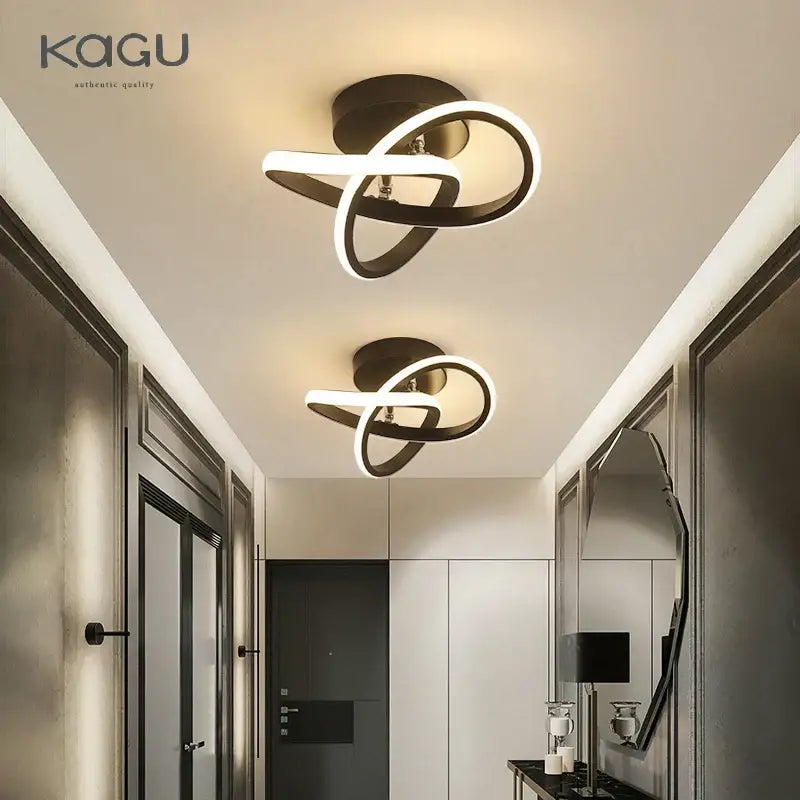 Modern black and white decorbites led ceiling lamp with sleek intertwined ring design for living room decor