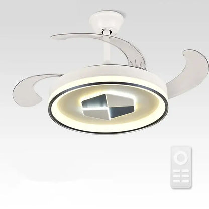 Modern white and chrome ceiling fan with integrated led lighting in black and white led chandelier ceiling fan design for living room