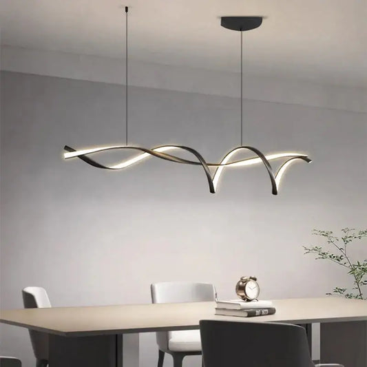 Modern black and white led chandelier with sleek curved design for dining room decorbites black modern pendant light