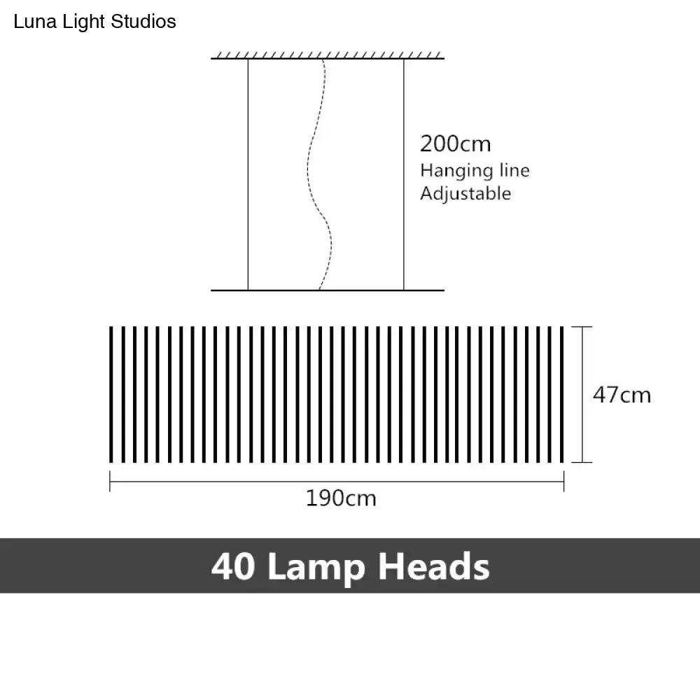 Adjustable 200cm hanging line supports black and white modern led chandelier lighting with 40 lamp heads in a row