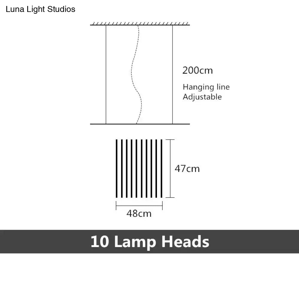 DecorBites modern led chandelier lighting features a 200cm adjustable black and white pendant with ten 47x48cm lamp heads