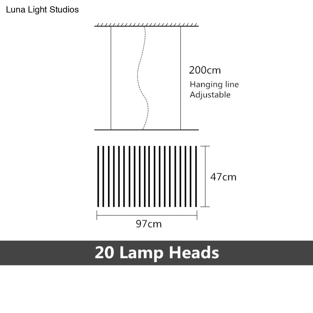 Adjustable 200cm decorbites™ modern led chandelier lighting with 20 black and white lamp heads in rectangular array