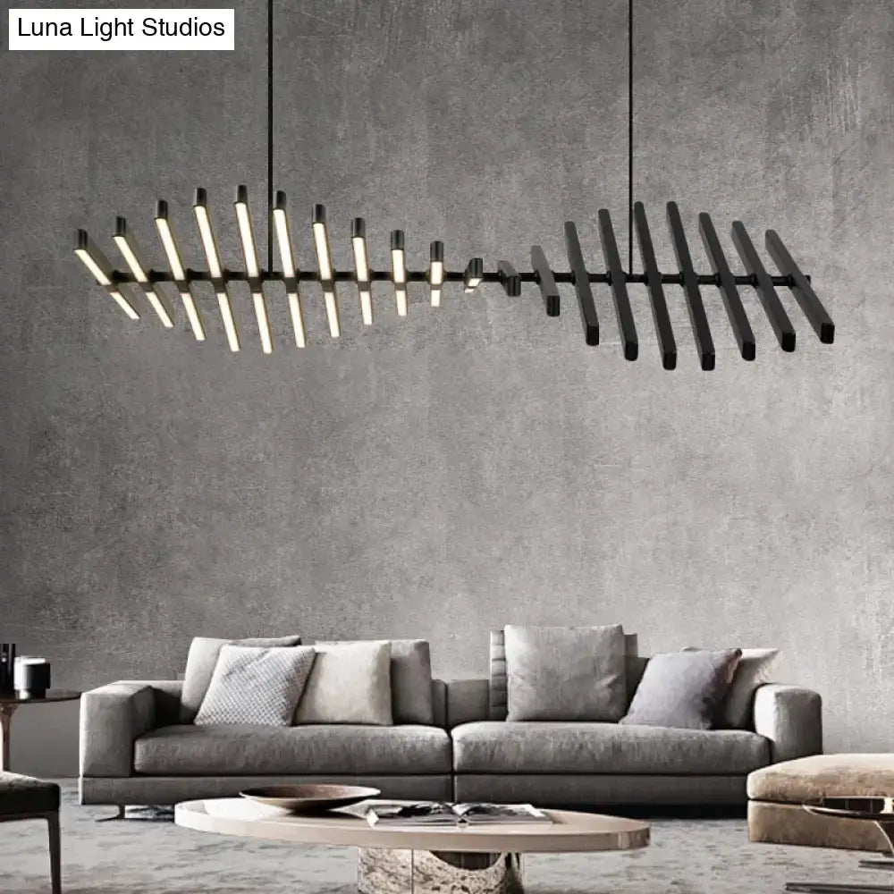 Modern led chandelier lighting by DecorBites with sleek black metal angular design and integrated led for nordic loft spaces