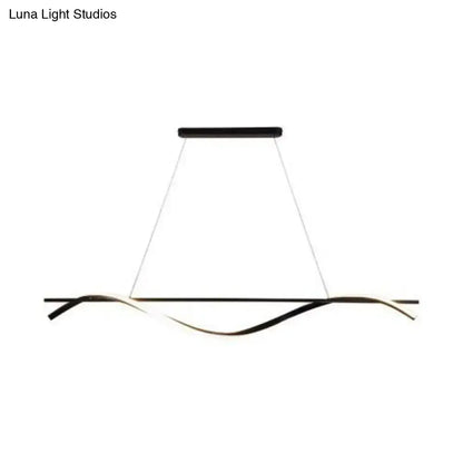 Modern black and gold led hanging lamp with sleek simplicity curved design ideal for dining room lighting