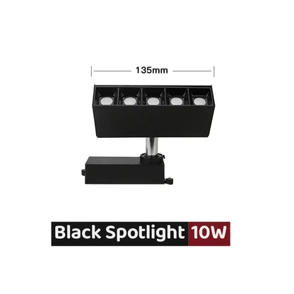 Modern black 10w led linear grille spotlight with four circular bulbs in rectangular housing for living room use