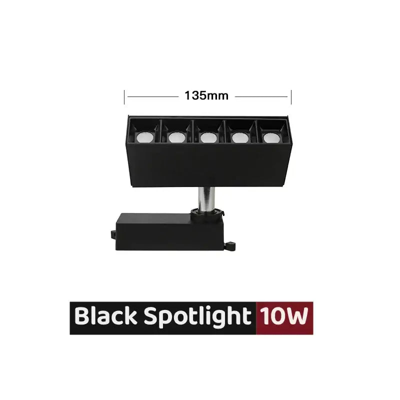 Modern black 10w led linear grille spotlight with four circular bulbs in rectangular housing for living room use