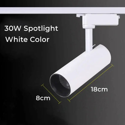 White 30w led linear grille track spotlight with sleek cylindrical design and matte finish for modern living room use