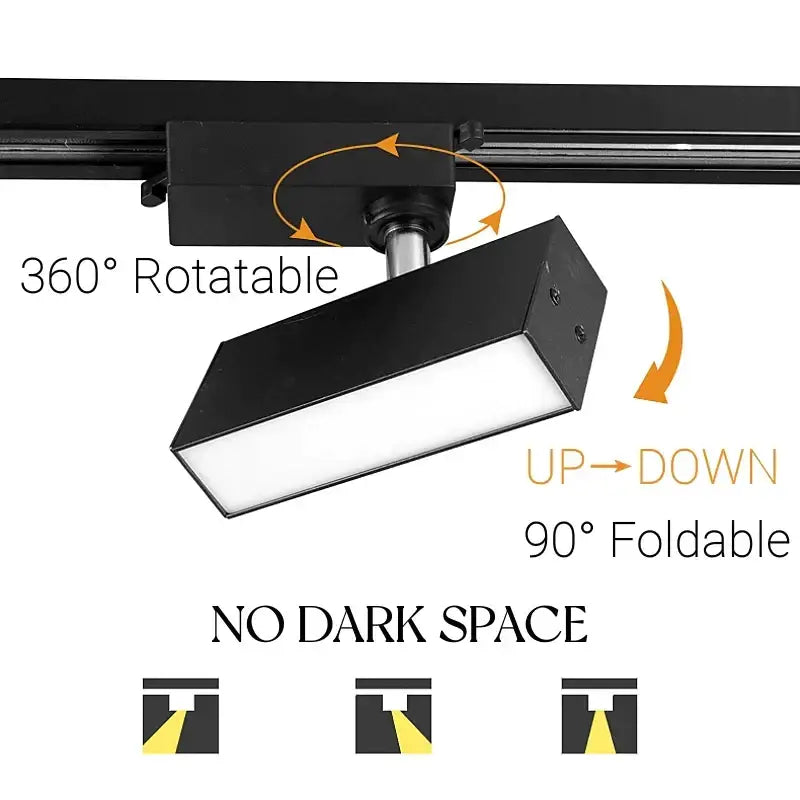 Modern black and white led linear grille track spotlights with multiple bright bulbs and adjustable color temperature options