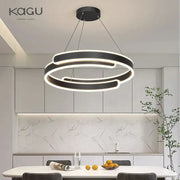Modern black white led pendant light featuring circular glowing rings for stylish living room decorbites black white decor