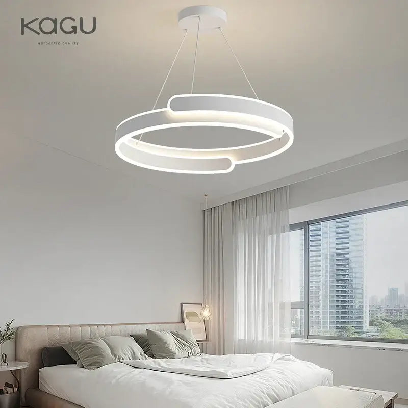 Modern black and white led ring chandelier pendant light with sleek interlocking rings for decorbites black white decor