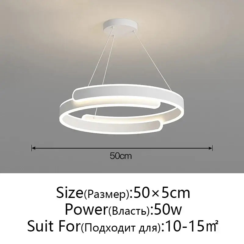 Modern black white led pendant light with two concentric circular rings and minimalist design for living room decorbites black white