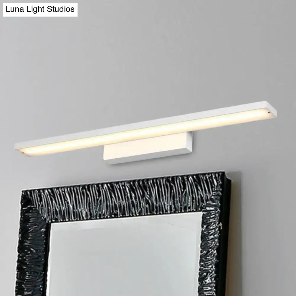 Modern black and white led vanity lamp with rectangular sleek white light fixture for bathroom use