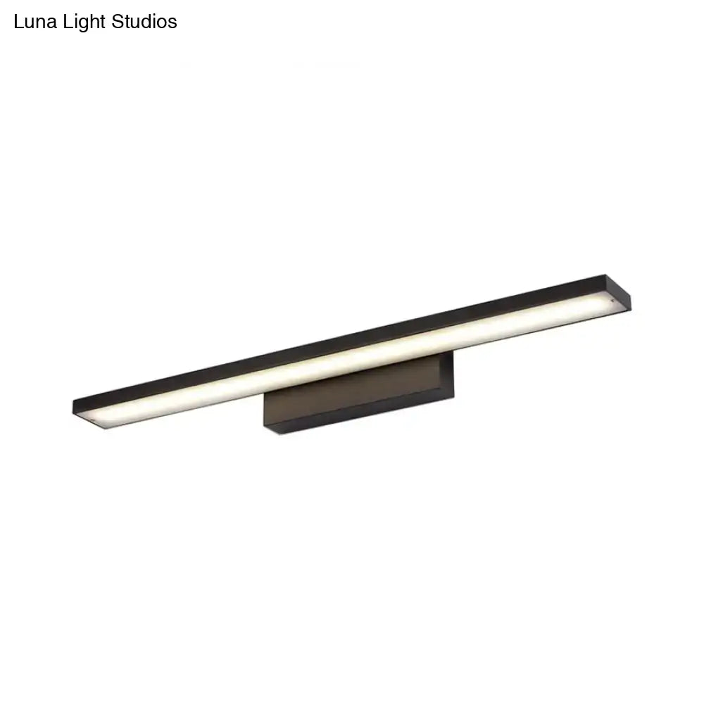 Modern black and white led vanity lamp light fixture with a sleek rectangular design for bathroom use