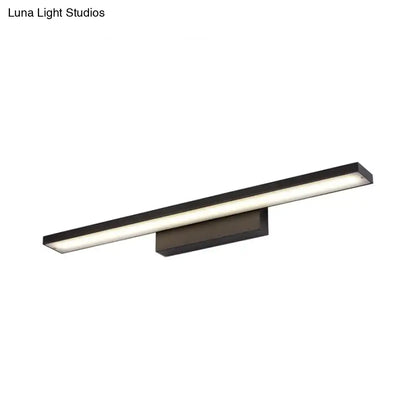 Modern black and white led vanity lamp light fixture with a sleek rectangular design for bathroom use