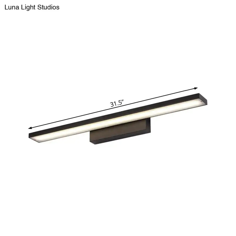 Modern black rectangular led vanity lamp light fixture with sleek minimalist design in black white for bathroom use