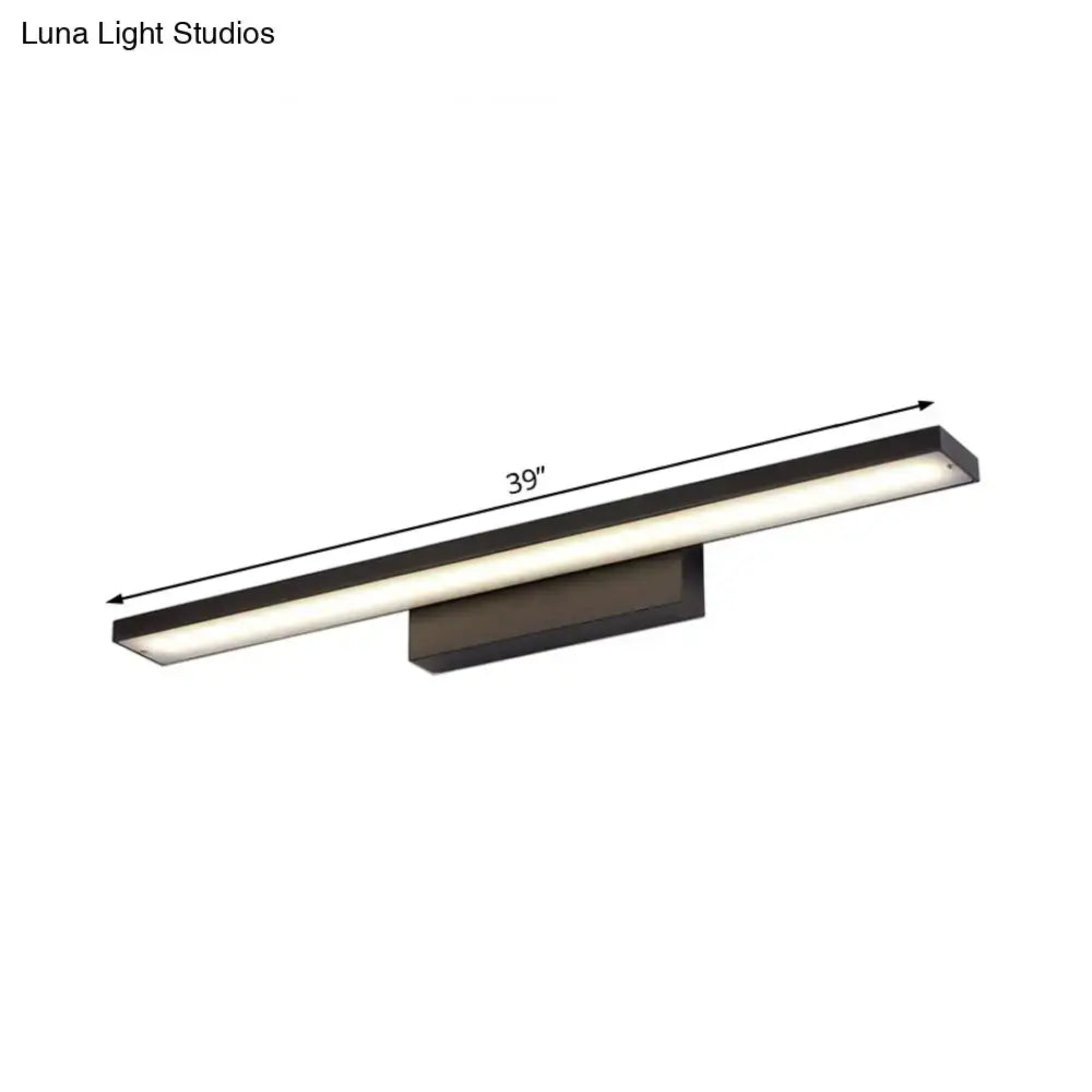 Modern black and white 39-inch led vanity lamp with sleek rectangular design light fixture for bathroom use