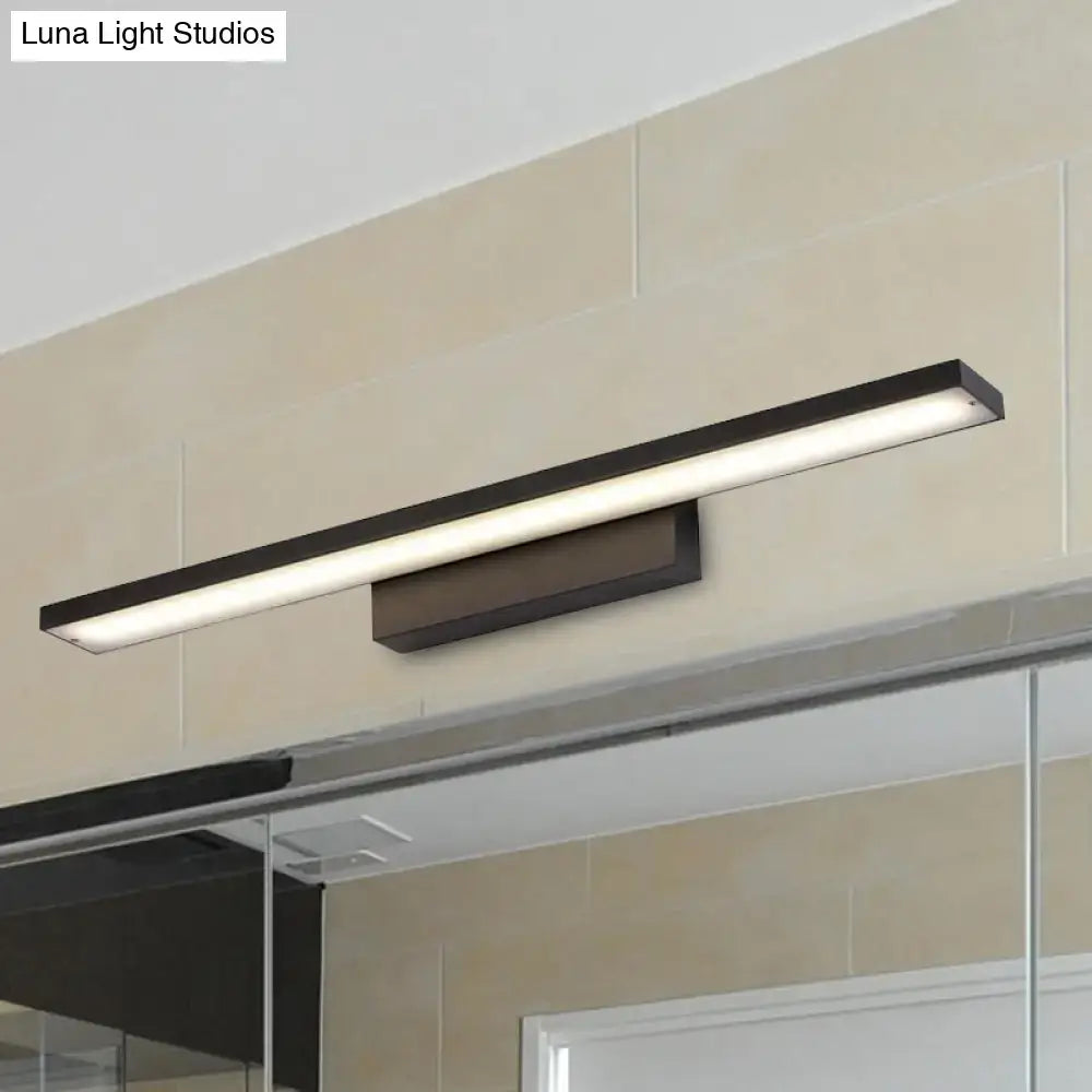 Modern black and white led vanity lamp with sleek rectangular light fixture for bathroom lighting