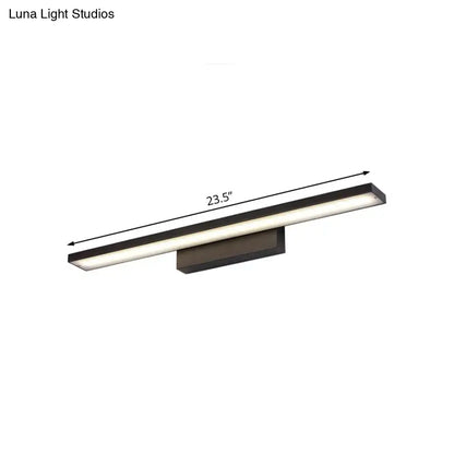 Modern black-framed led vanity lamp light fixture with sleek rectangular design 23.5-inch length for bathroom use