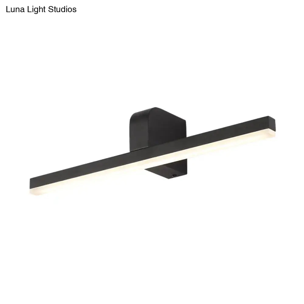 Modern black and white led vanity light with frosted glass diffuser and sleek minimalist design for modern led bathroom use
