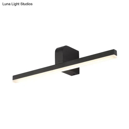 Modern black and white led vanity light with frosted glass diffuser and sleek minimalist design for modern led bathroom use