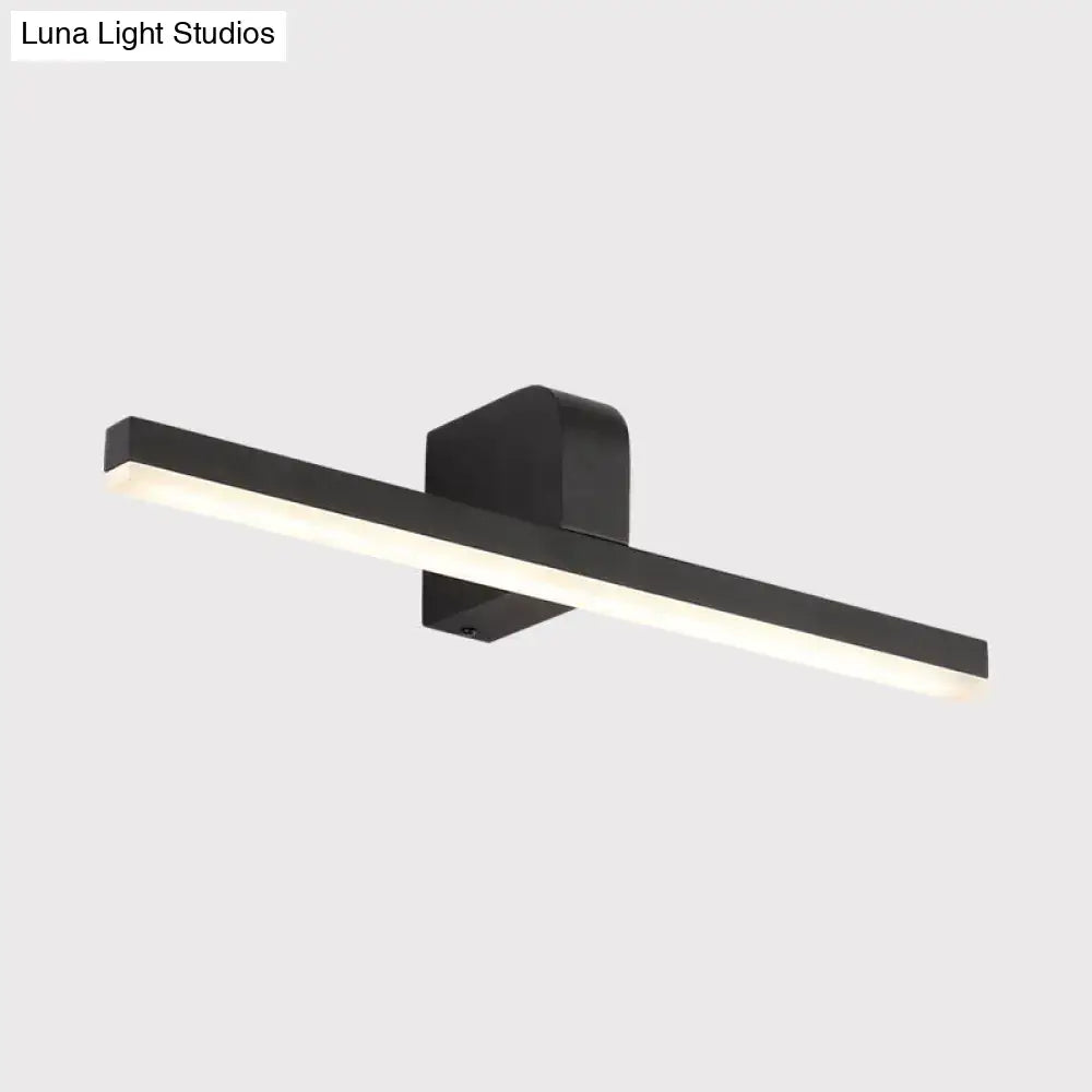 Modern black white led vanity light with sleek rectangular design and warm white light for modern led bathroom use