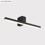Modern black white led vanity light with sleek rectangular design and warm white light for modern led bathroom use