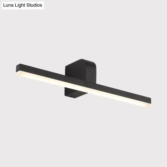 Modern black white led vanity light with sleek rectangular design and warm white light for modern led bathroom use