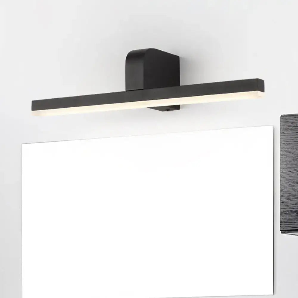 Modern black rectangular vanity light with warm color temperature led illumination and maximum bulb wattage for bathrooms