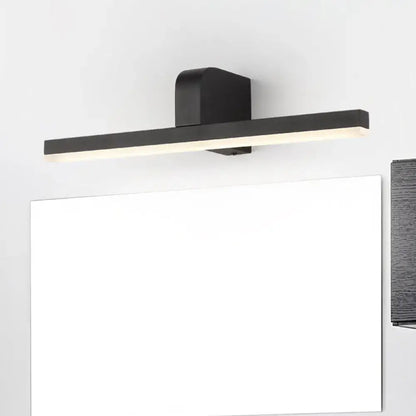 Modern black rectangular vanity light with warm color temperature led illumination and maximum bulb wattage for bathrooms