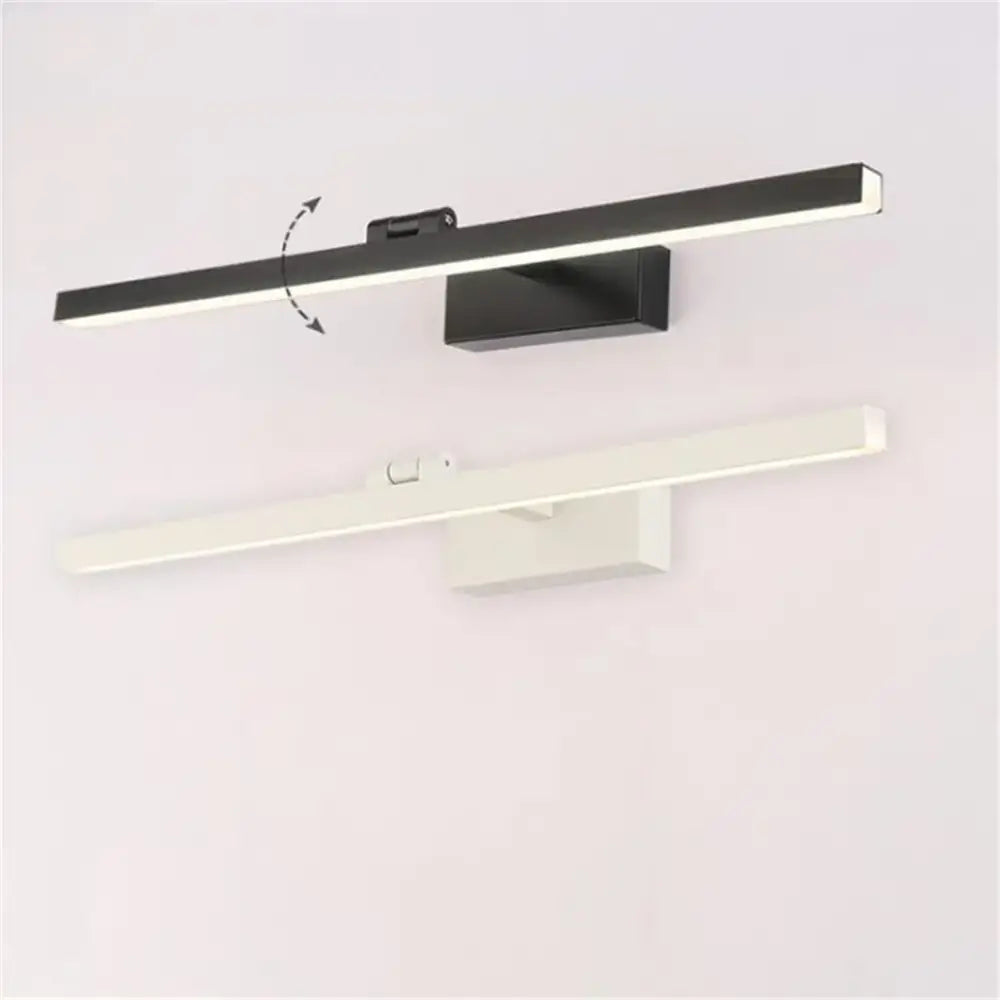 Modern black and white led vanity light sconce with sleek rectangular design ideal for bedroom mirror lighting