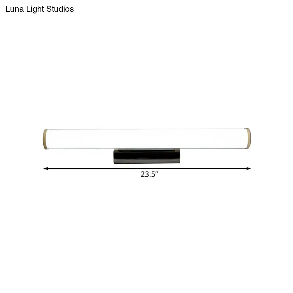 Modern black rectangular led vanity mirror light with frosted glass diffuser and gold-toned end caps bathroom sconce