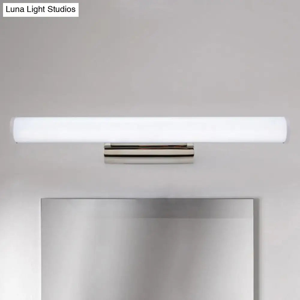 Modern black and white led vanity mirror light with frosted white diffuser and polished chrome bracket for bathroom use