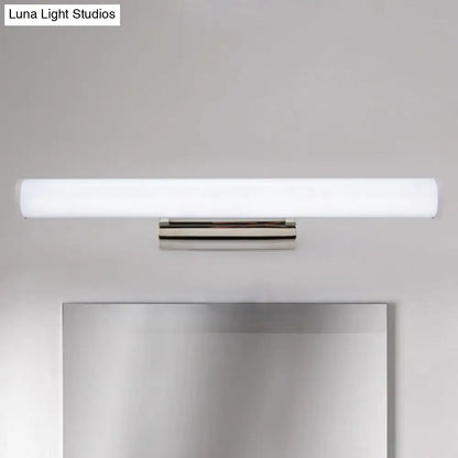 Modern black and white led vanity mirror light with frosted white diffuser and polished chrome bracket for bathroom use
