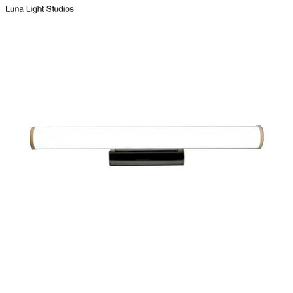Modern black and white led vanity mirror light bathroom sconce with frosted glass diffuser and cylindrical design