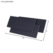 Black rectangular photo backdrops showing the back side of modern black and white led wall lamp with 5in fixture height