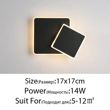 Modern black square led wall lamp with sleek minimalist design and warm lighting for bedroom sculptural decor
