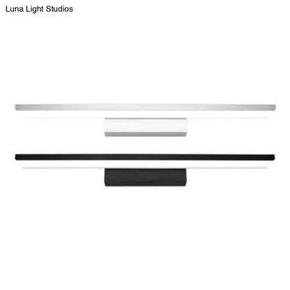 Minimalist modern black and white led wall light fixture with sleek silver and black bars for 110v-120v bathroom use