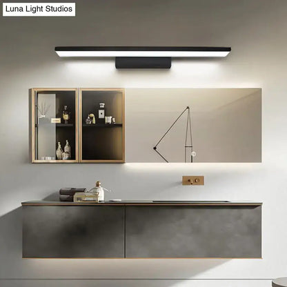 Modern black and white linear led wall light fixture with sleek minimalist design for bathroom 110v-120v use