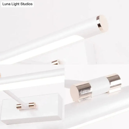 Modern black and white wall sconce 18 inch fixture with white acrylic and polished chrome end caps for bathroom use