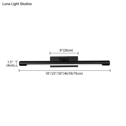 Modern black matte wall sconce with sleek rectangular design and adjustable bracket 18 inch fixture for bathroom use