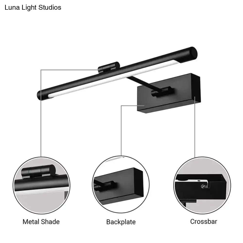 Modern black metal wall sconce led light fixture with sleek design for bathroom 18 inch fixture mounted on wall