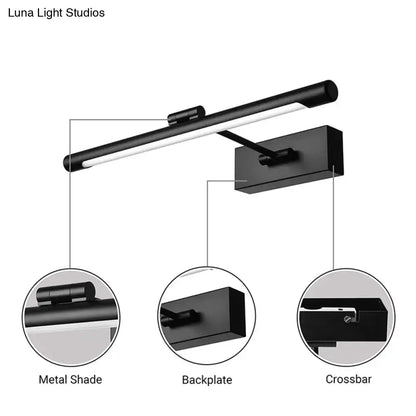 Modern black metal wall sconce led light fixture with sleek design for bathroom 18 inch fixture mounted on wall