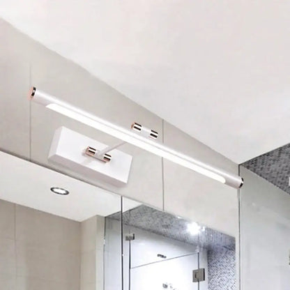 Modern black and white led wall sconce bathroom 18 inch fixture with sleek metallic accents and minimalist design