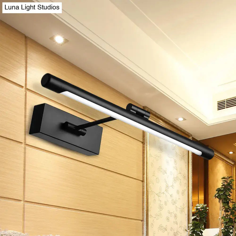 Modern black wall sconce led wall fixture with sleek rectangular base and cylindrical lamp housing 18 inch fixture
