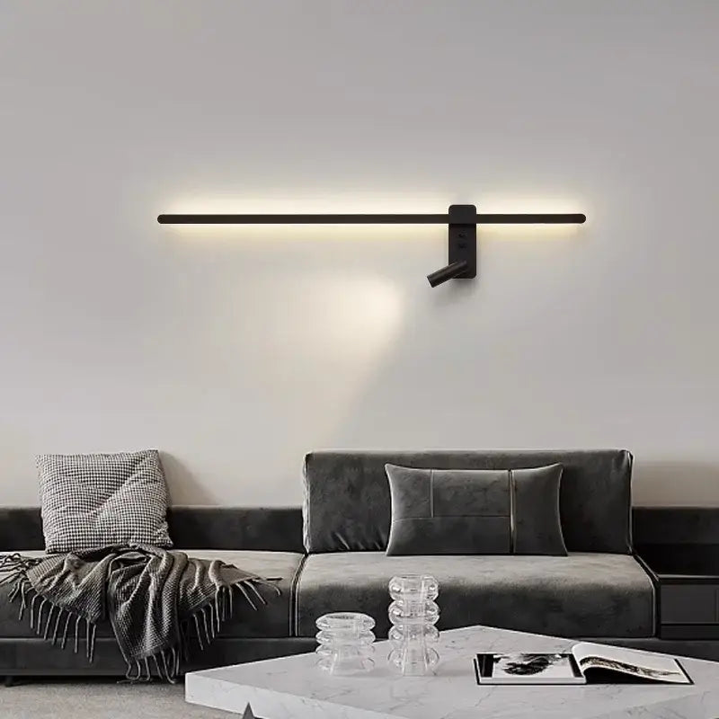 Modern black and white led wall sconce with sleek horizontal bar and adjustable arm for bedroom decorbites led wall spotlight