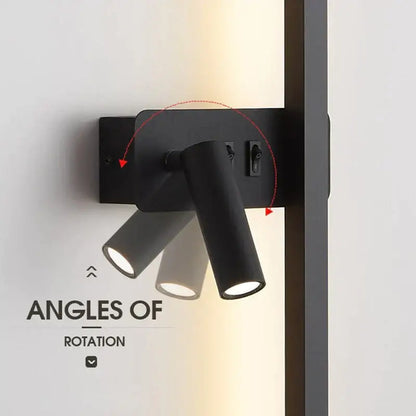 Modern black and white led wall sconce with a black matte-finished adjustable spotlight for bedroom decorbites led wall sconce