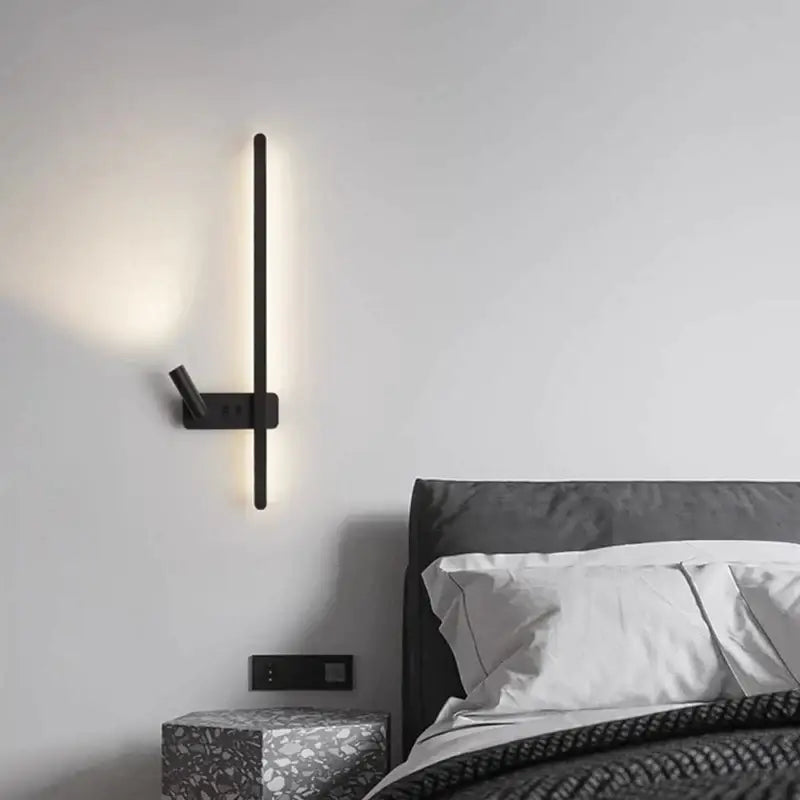Modern black and white led wall sconce with sleek vertical bar decorbites led wall sconce for bedroom spotlight