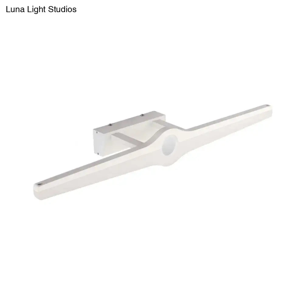 Modern black and white led wall sconce with sleek minimalist design and metallic mounting bracket for living room lighting