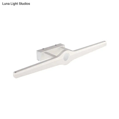 Modern black and white led wall sconce with sleek minimalist design and metallic mounting bracket for living room lighting